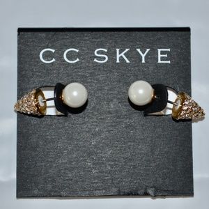 NWT CC SKYE CRYSTAL SPIKE PEARL DOUBLE STUD EARRINGS